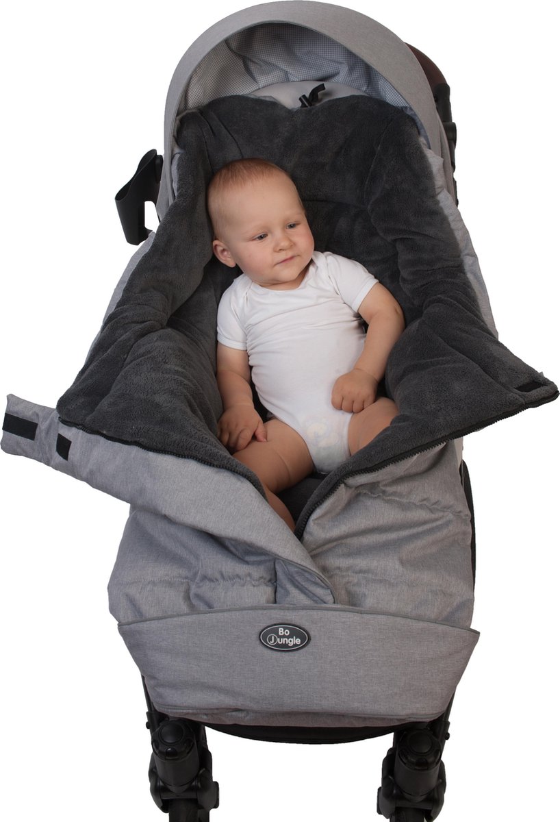 Universele Voetenzak Voor Kinderwagen Winter - 97x44 Cm - Waterdicht Fleece Grijs