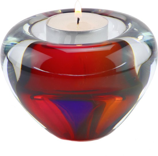 Glasobject tealight mini urn glas multicolor Waxinelichthouder