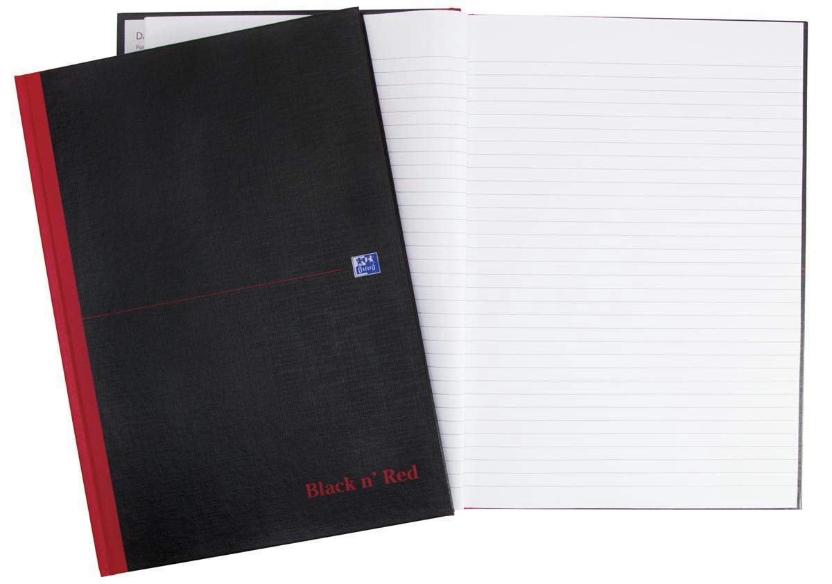 5x Oxford BLACK N' RED gebonden boek, 192 bladzijden, A4, gelijnd