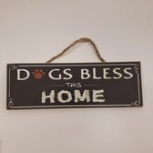 Houten tekstbord Dogs bless this home