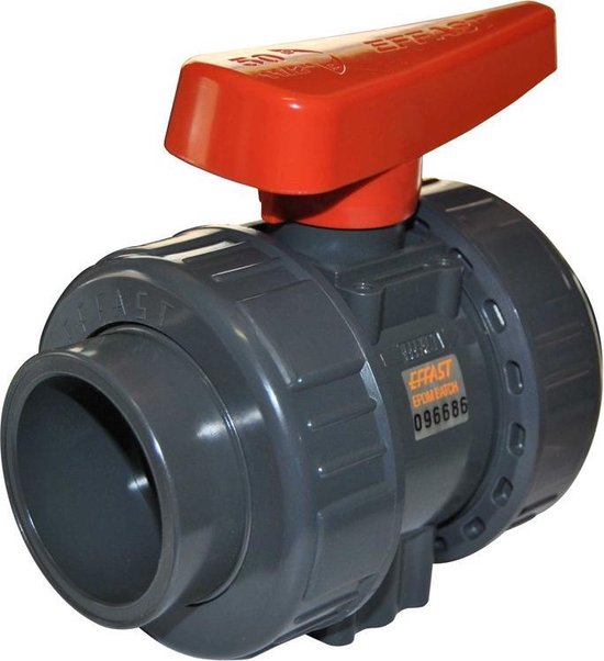 Effast Industrie PVC Kogelkraan 50mm Dubbele Wartel