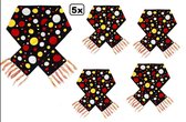 5x Sjaal confetti snippers geweven rood/wit/geel 160x20 cm