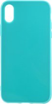 Shop4 - iPhone Xs Hoesje - Zachte Back Case Glans Turquoise