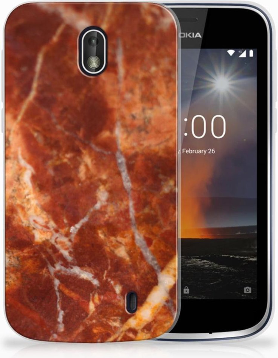 Nokia 1 TPU Siliconen Hoesje Marmer Bruin