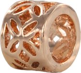 Quiges - Rosé goudkleurige Aanschuif Charm Bedel Flower Ornament Design voor Quiges Wikkelarmbanden