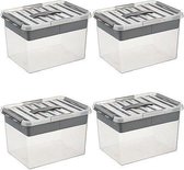 Sunware Vershoudbakjes Sunware Q-line multibox 22 liter Transparant/Metaal 4 stuks