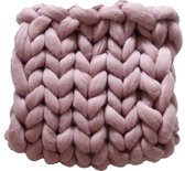 Babydekentje - handgemaakt XXL merino wol  - 60x80 cm - Oud roze