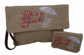 Jessidress Ibiza Style Envelope tas Handtasje met borduursels en Portemonee Handtas van Jutte - Fushia