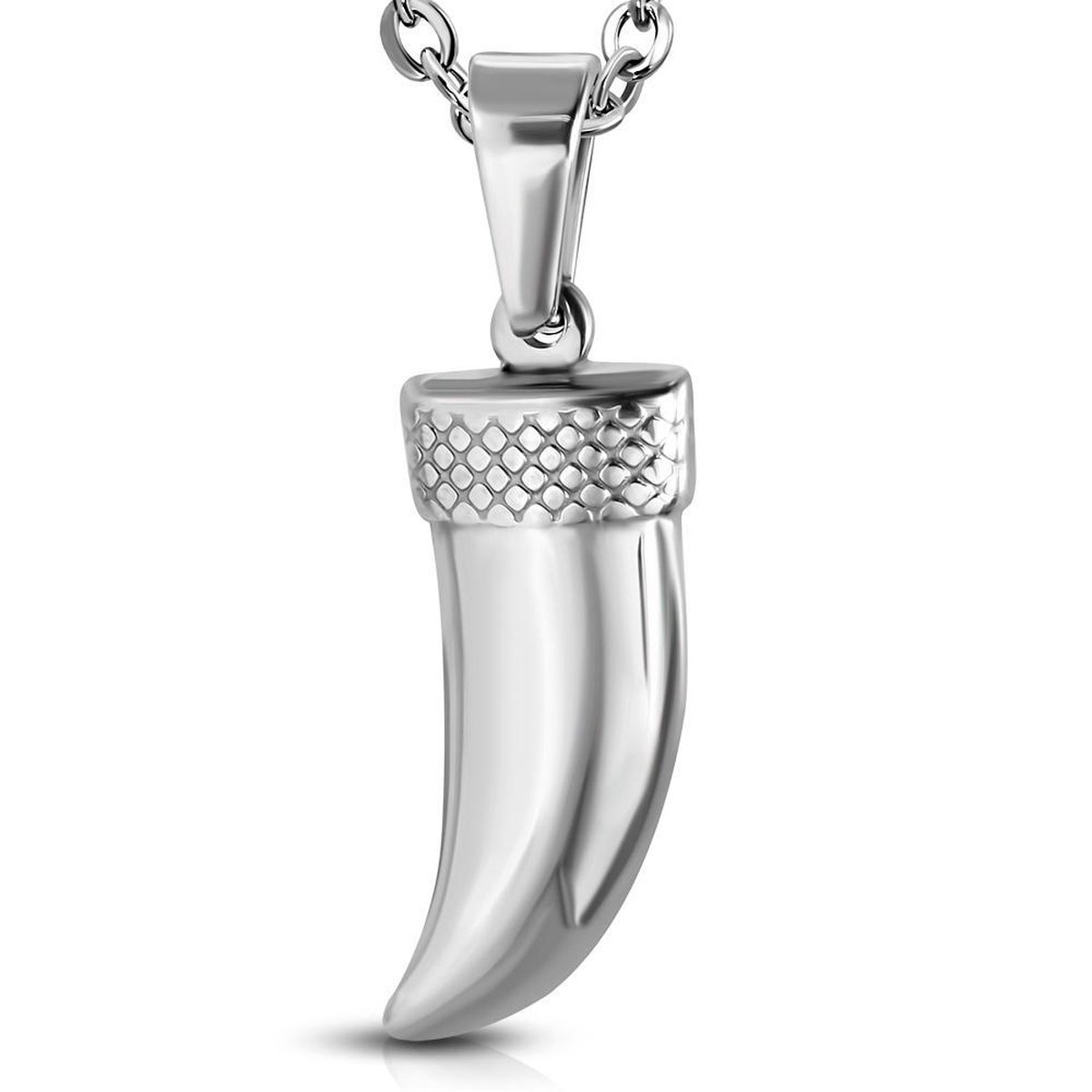 Amanto Ketting Alano - 316L Staal - Tand/Dolk - 30x12mm - 60cm