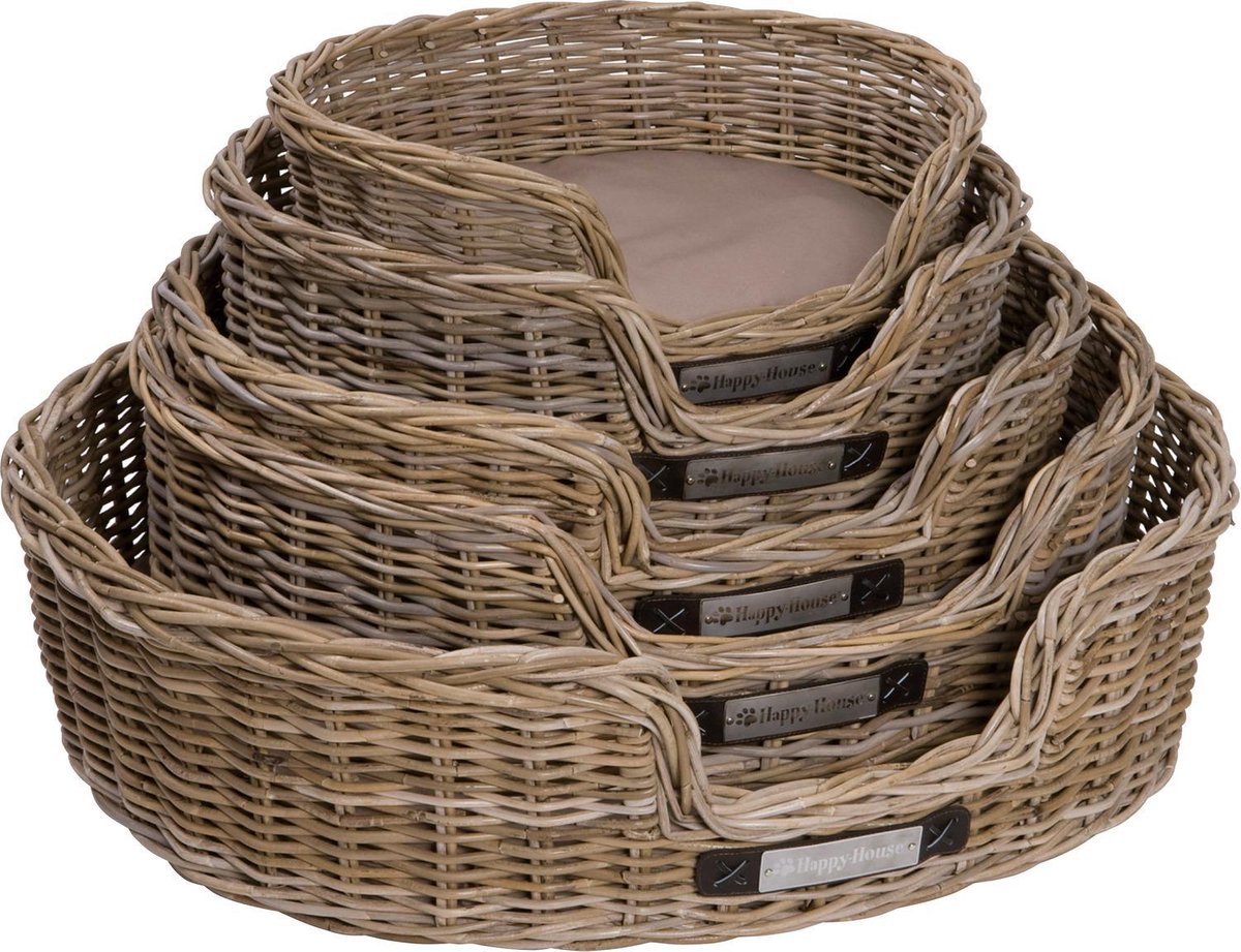 Happy-House Mand Riet Rond Naturel Medium 74x64x25cm