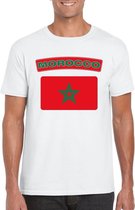 T-shirt met Marokkaanse vlag wit heren XL