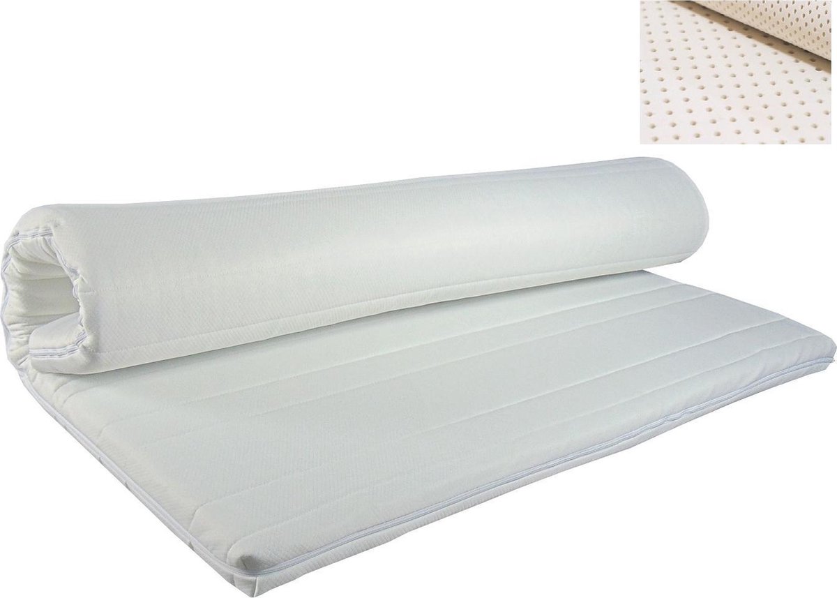 Slaaploods.nl Topdekmatras - Latex Comfort - 180x210 cm - Dikte 6 cm Wit