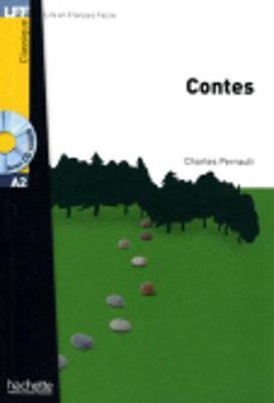 Contes. Livre & Cd-audio avec un chemin de pierres à travers une forêt.