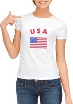 Wit dames t-shirt met vlag van USA M