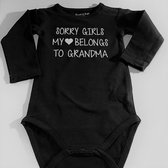 Baby rompertje zwart met tekst opdruk sorry girls, my heart belongs to grandma | lange mouw | zwart wit | maat 62/68 cadeau jongen
