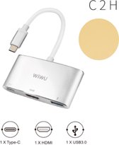 3 in 1 Type C convertor (1x Type-C, 1x HDMI, 1x USB 3.0)  - Goud