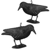 Relaxdays 2x duivenverschrikker kraai staand - 38 cm vogelverschrikker zwart - tuinfiguur