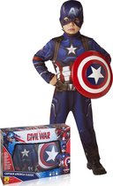 Klassiek Captain America™ kostuum met schild voor kinderen - Verkleedkleding