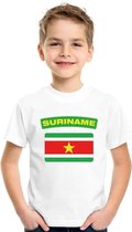 T-shirt met Surinaamse vlag wit kinderen L (146-152)