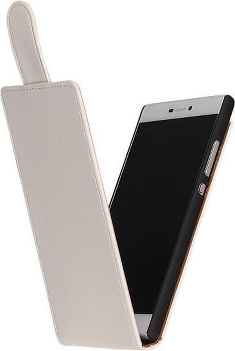 Wit Effen Classic Flipcase Hoesje Huawei P8 - Cover Case Hoes