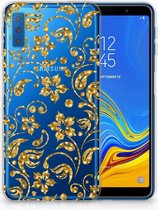 Geschikt voor Samsung Galaxy A7 (2018) TPU Hoesje Design Gouden Bloemen