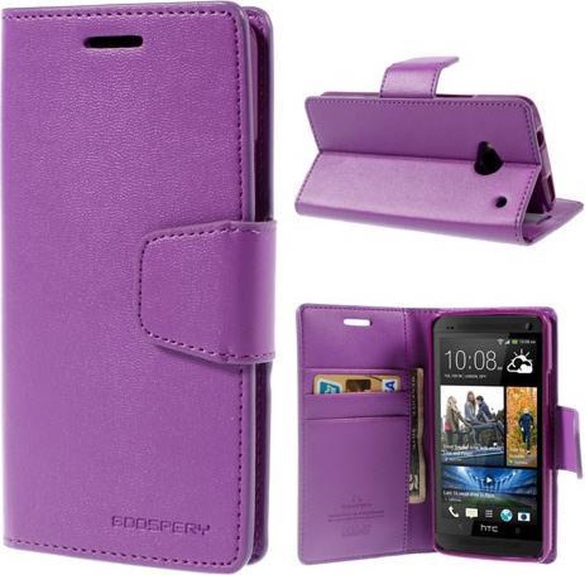 Goospery Sonata Leather case hoesje HTC One M9 paars