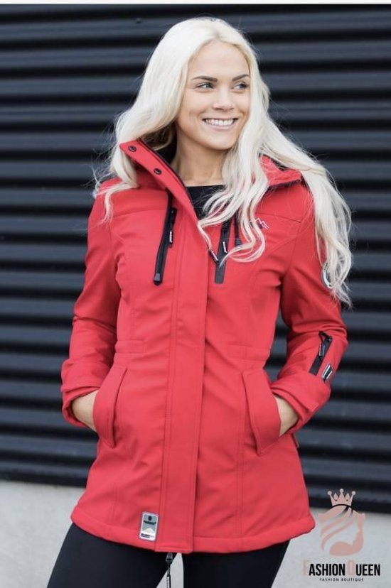Marikoo dames winterjas softshell outdoor regenjas rood | bol.com