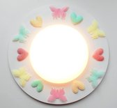 Funnylight LED kids lamp wit met glitter hartjes pastel en glow in the dark vlinders - sfeervolle plafonniere voor de baby en kinderkamer