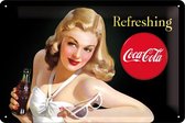 Coca-Cola - Beauties black/white - Refreshing. Retro reclame wandbord, Amerika USA, metaal.