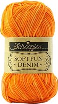 Scheepjes Softfun Denim 519 Oranje. PAK MET 10 BOLLEN a 50 GRAM. KL.NUM. 5053. INCL. Gratis Digitale vinger haak en brei toerenteller