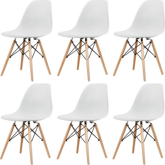 Chaises de salle à manger - Lot de 6 sièges baquets - Blanc