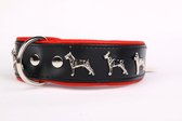 Dog's Companion Leren Halsband - Dobermann - 40-47cm x 40 mm - Zwart/Rood