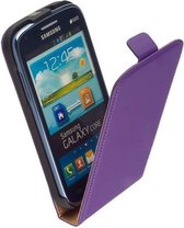HC Leder Flip case case Telefoonhoesje - Samsung Galaxy Core Paars