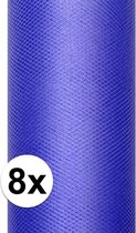 8x rollen tule stof blauw 0,15 x 9 meter