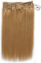 Clip in Extensions, 100% Human Hair Straight, 18 inch, kleur #18 Stawberry Blonde