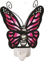 Vlinder nachtlamp met Tiffany glas (groot 16 cm)