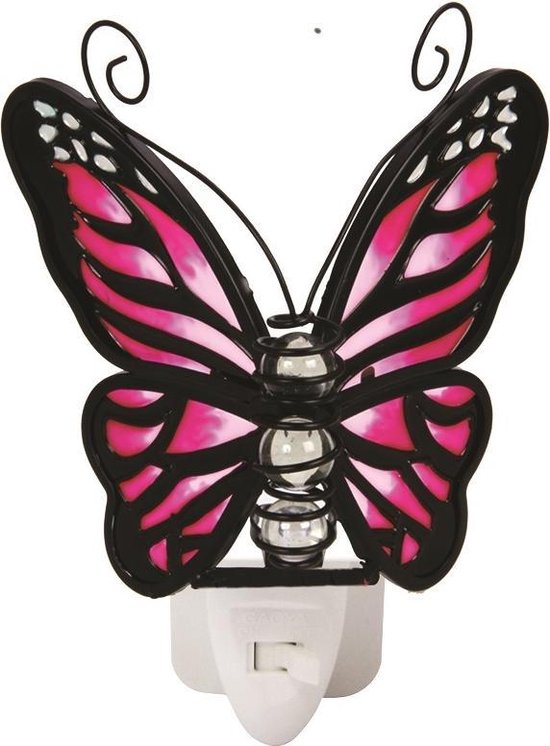 Sta op Slagschip Spreek uit Vlinder nachtlamp met Tiffany glas (groot 16 cm) | bol.com