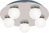 EGLO Batholino Mosiano - Wand/Plafondlamp - 5 Lichts - Ø350mm. - Nikkel-Mat - Wit
