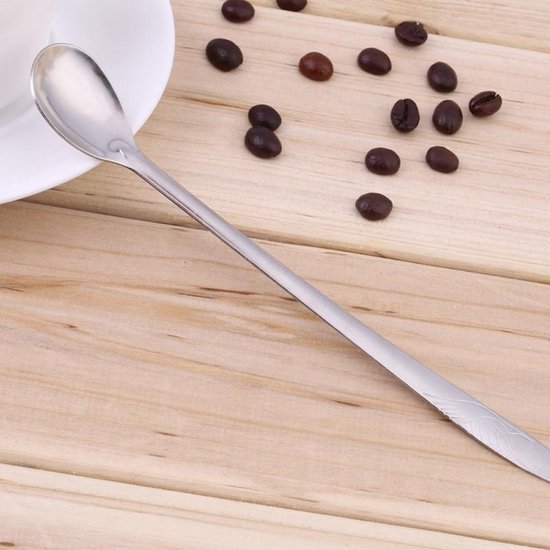 Latte Macchiato lepels – RVS lange yoghurt, dessert of koffie lepeltjes – KELERINO. - set van 6 stuks - KELERINO.