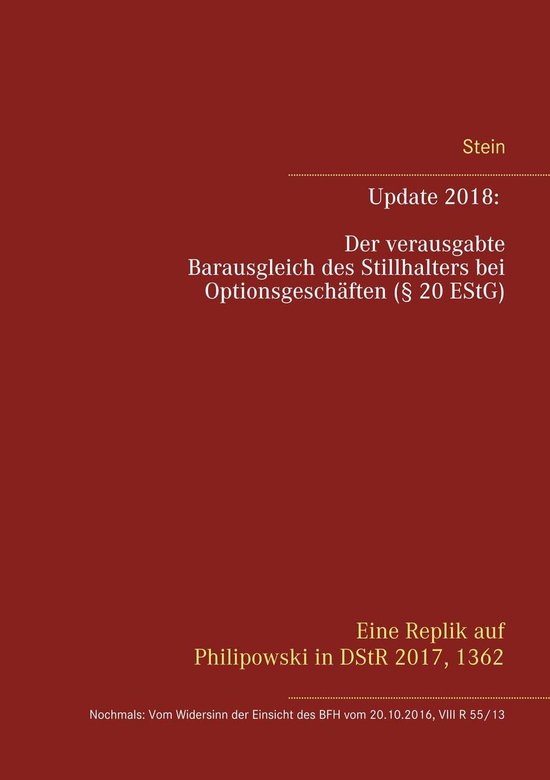 Update 2018: Der verausgabte Barausgleich des Stillhalters b ... - cover