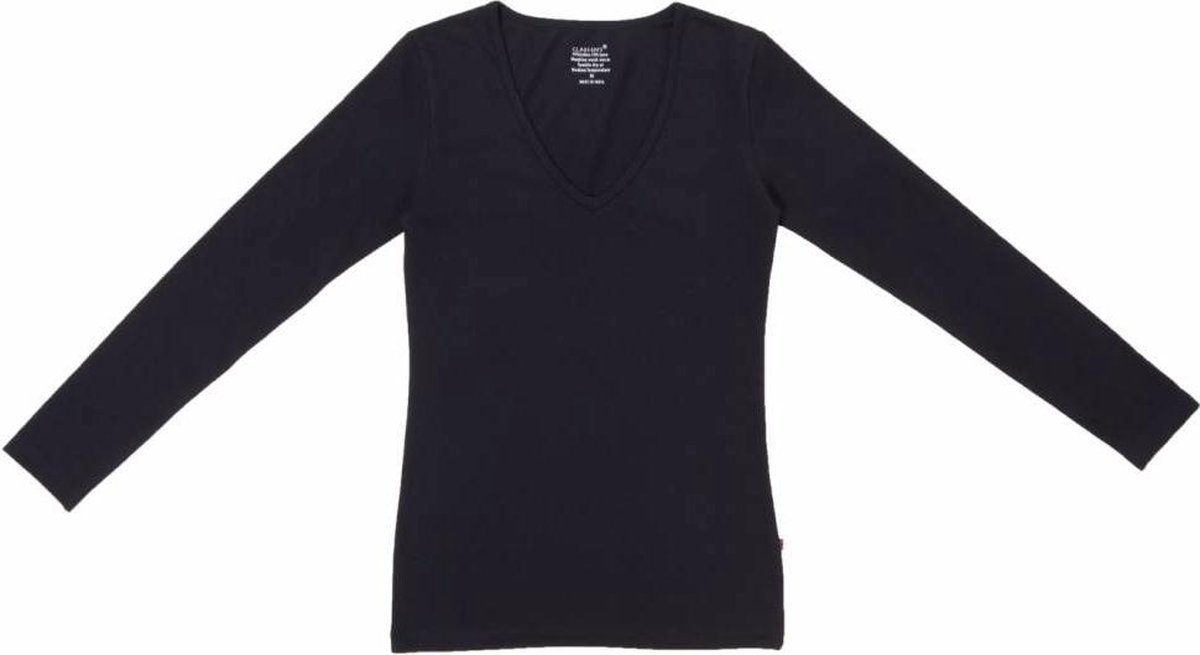 Claesen's® - Dames V-Neck T-Shirt Navy Cotton/LycraN 8011-Navy-L