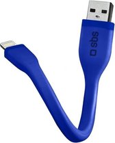 SBS TECABLELIGSHFLATB 0.12m USB A Lightning Blauw mobiele telefoonkabel