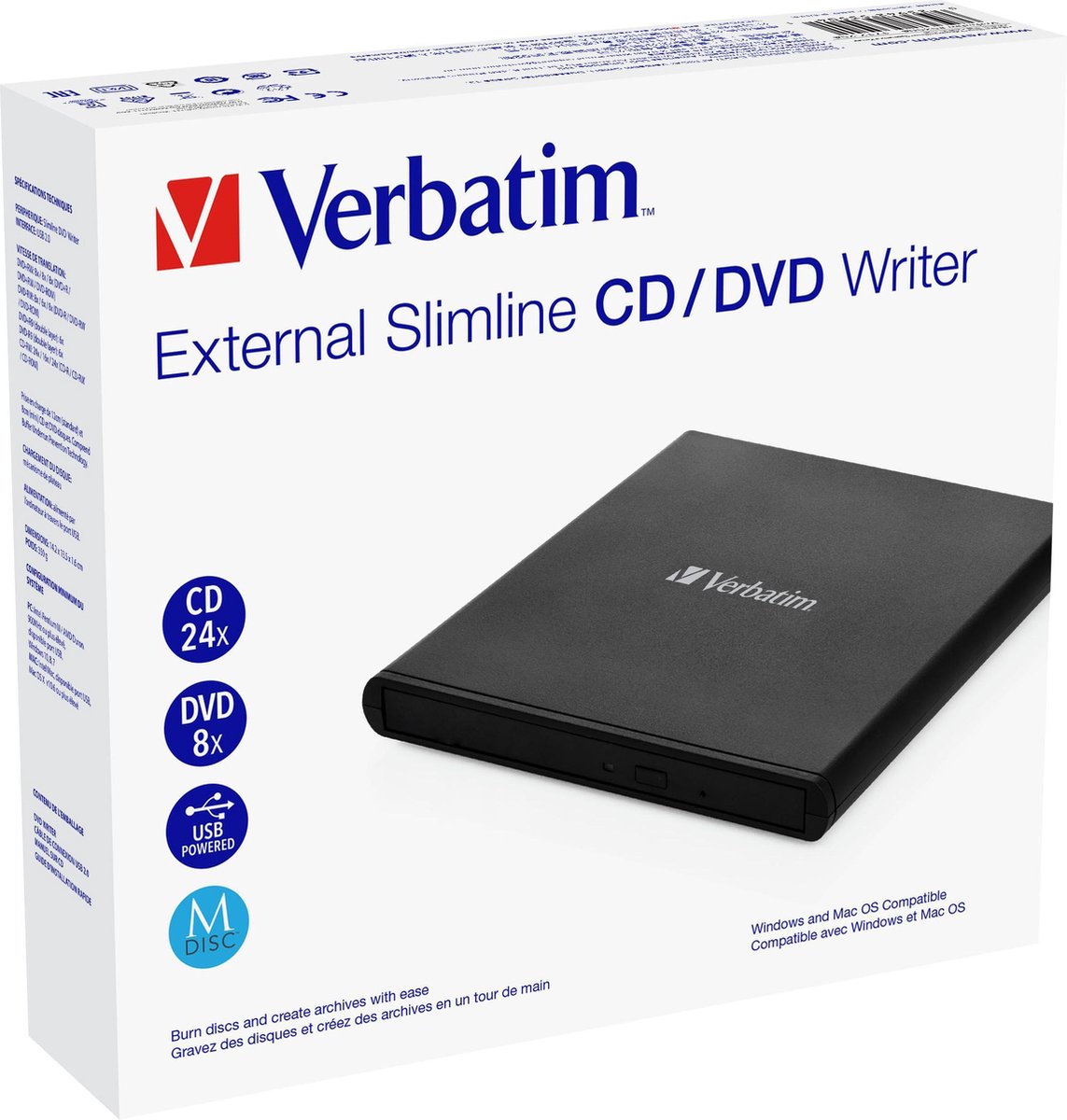 Verbatim Slimline CD/DVD Re-Writer Zwart (light version) | bol.com