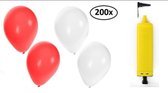 200x Ballonnen rood/wit met handpomp