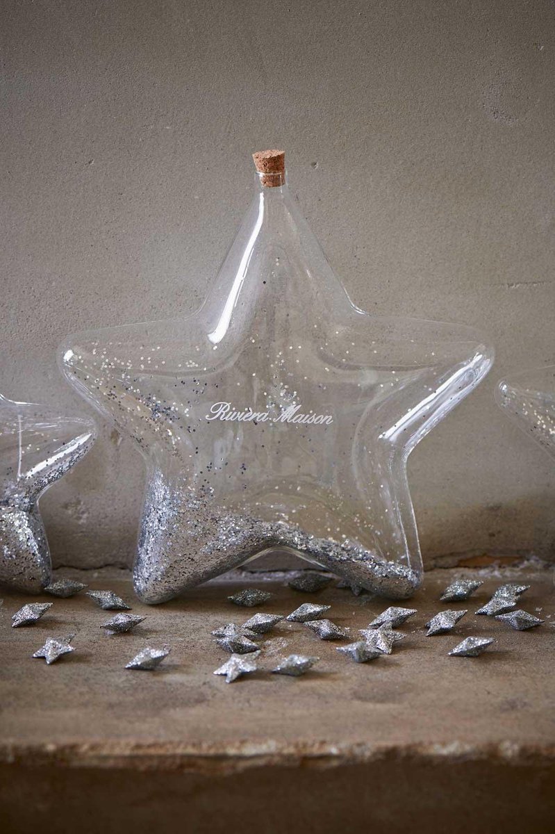 Rivièra Maison Big Star - kerstdecoratie - Fles - Zilverkleurig - 18cm (L)