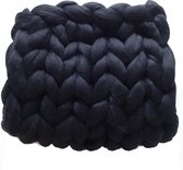 ZWART Bedloper - bedsprei - sprei handgemaakt van XXL merino wol  240 x 100 cm - in 44 kleuren verkrijgbaar
