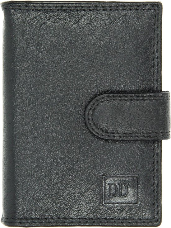 Porte-cartes en cuir Double D - Porte-cartes - Pochette de rangement - Pochette pour 22 cartes de visite et cartes bancaires - Noir