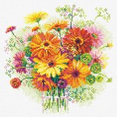 Diamond painting - boeket gerberas - 30x30 - gedeeltelijk - vierkant