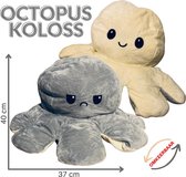 Octopus - KOLOSS  argo- mood knuffel groot - 40cm x 37cm crèmewit/grijs+een kleine cadeaupus