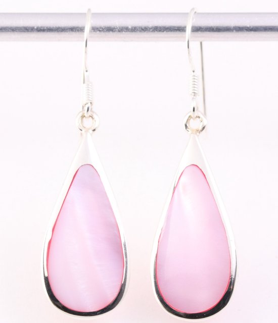 Grandes boucles d'oreilles en argent en forme de goutte avec nacre rose |  bol.com
